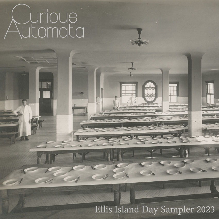 Ellis Island Day Sampler, an old photo of the dining hall at Ellis Island