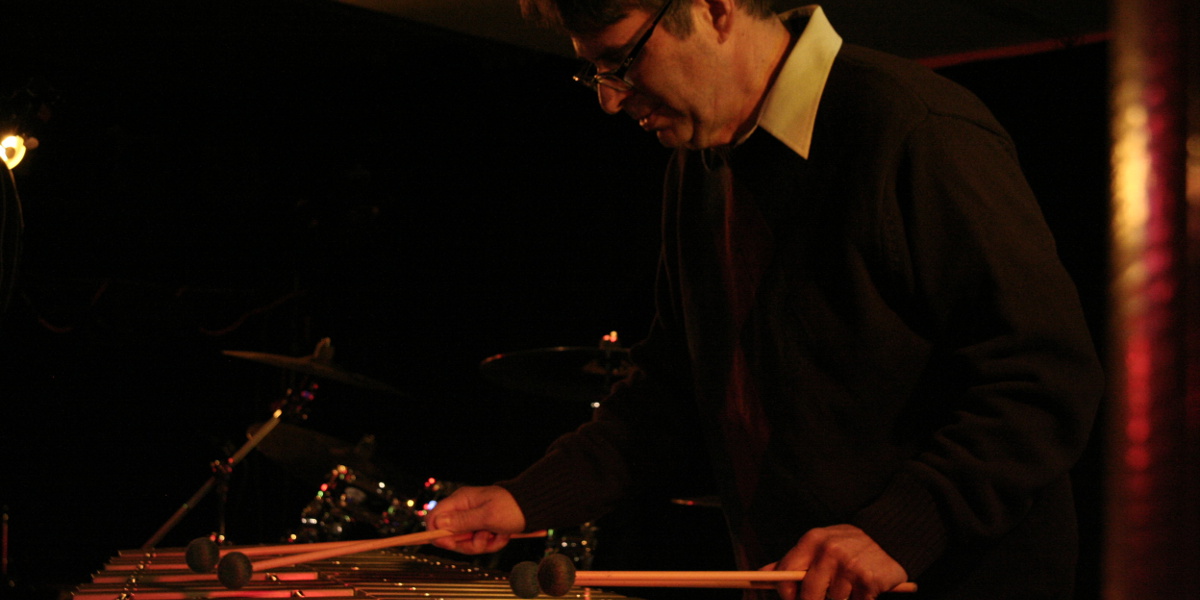 Pete Ehrmann performing on vibraphone at The Cellar in Longmont, Colorado