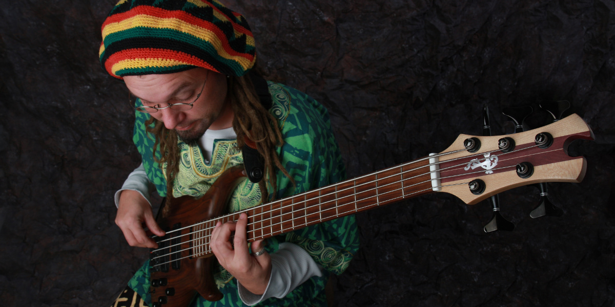 Tim Carmichael with his Tobias electric bass