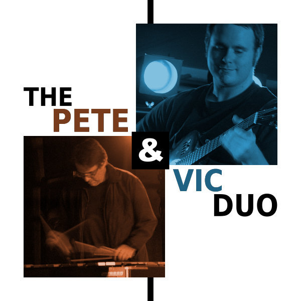 The Pete & Vic Duo album cover. A white background with the title and photos of Pete and Vic in contrasting colors
