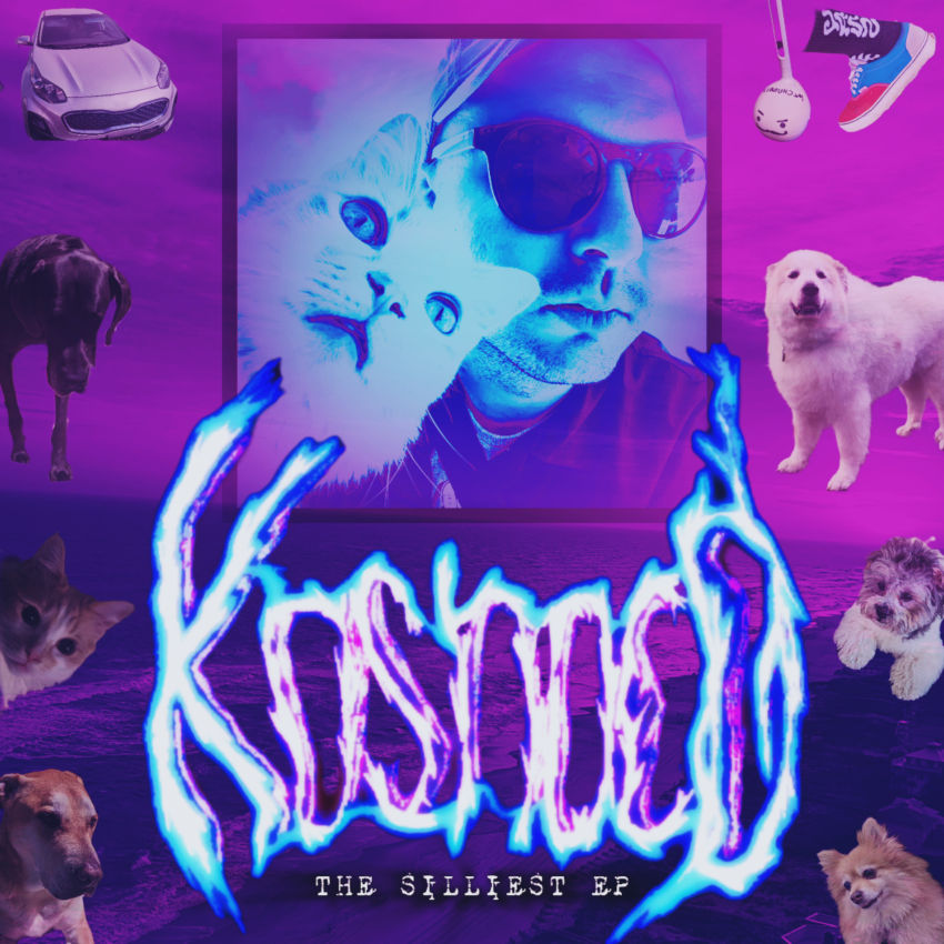 The Silliest EP album cover. A meme-tastic collage of pets, McChubly, and Nico Steffens over a moody purple seascape